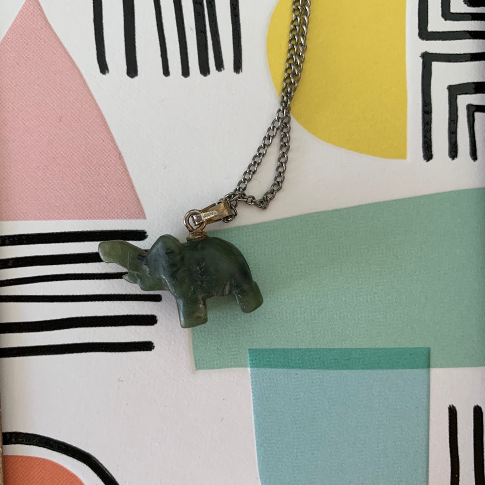 Vintage Real Jade Elephant Necklace